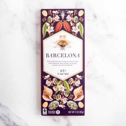 Barcelona Dark Chocolate Bar with Gray Seas Salt & Smoked Almonds