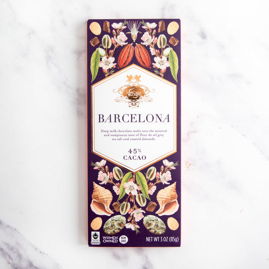 Barcelona Dark Chocolate Bar with Gray Seas Salt & Smoked Almonds